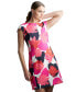 Women's Sleeveless Lotus-Print Shift Dress