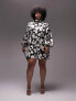 Фото #4 товара Topshop Curve bell sleeve printed mini dress in multi