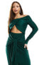 Фото #3 товара ASOS DESIGN Tall plisse bardot twist front midi dress in forest green