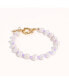 ფოტო #2 პროდუქტის 18K Gold Plated Freshwater Pearls with Purple Glass Beads - Taro Bracelet 9" For Women