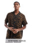 ASOS DESIGN relaxed revere shirt in brown and black leopard print Коричневый, XS - Chest 36 - фото #1