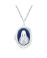 Фото #1 товара Bling Jewelry personalized Holds Picture Antique Style Simulated Blue Agate Our Lady Of Guadalupe Blessed Madonna Oval Virgin Mary Cameo Photo Locket Pendant Necklace For Women .925 Sterling Silver