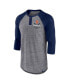 ფოტო #2 პროდუქტის Men's Heathered Gray, Navy Detroit Tigers Iconic Above Heat Speckled Raglan Henley 3/4 Sleeve T-shirt