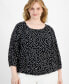 Plus Size 3/4-Sleeve Peasant Shirt