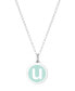 Фото #37 товара Auburn Jewelry mini Initial Pendant Necklace in Sterling Silver and Mint Enamel, 16" + 2" Extender