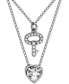 Фото #1 товара 2-Pc. Set Cubic Zirconia Pavé Key & Solitaire Heart Pendant Necklaces, Created for Macy's