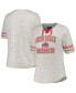 Women's Heather Gray Ohio State Buckeyes Plus Size Striped Lace-Up T-shirt