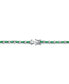 Sterling Silver White Gold Plated Clear Round and Green Marquise Cubic Zirconia Tennis Bracelet