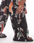 Фото #5 товара Topshop cowgirl abstract print plisse wide leg trouser in multi