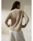 ფოტო #2 პროდუქტის Women's Semi-Sheer Cable-knit Sweater