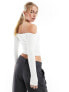 Фото #5 товара Stradivarius sculpt off shoulder top in white