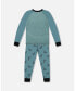 Baby Boy Organic Cotton Long Sleeve Two Piece Pajama Set Teal With Mechanical Dinosaurs Print - Infant