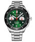 Men's Monaco Silver-tone Stainless Steel, Green Dial, 47mm Round Watch