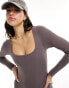 ASOS 4505 square neck soft touch all in one in rosy brown