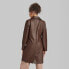 Фото #2 товара Women's Faux Leather Trench Coat - Wild Fable Brown XL