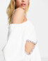 Фото #6 товара Lashes Of London cold shoulder volume sleeve embellished cut out mini dress in white