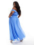 ASOS DESIGN Curve drape off shoulder dropped waist maxi dress in cornflower blue Голубой, 52 - фото #3