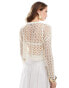 Mango long sleeve crochet top in white Белый, L - EU 40 - фото #4