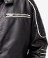 Men's Grainy Polyurethane Moto Jacket with Hood and Faux Shearling Lining