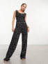 Фото #7 товара Daisy Street cami trouser pyjama set in ditsy black pointelle