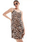 Vero Moda cami dress with split in leopard print