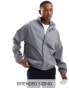 ASOS DESIGN oversized rubberised rain track jacket in charcoal grey