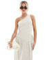 4th & Reckless Petite exclusive one shoulder dropped hem cut out maxi dress in cream