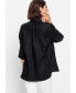 ფოტო #3 პროდუქტის Women's Cotton Linen Shirt with Rolled Sleeve Tab Detail