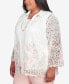 Plus Size English Garden Floral Border Lace Two in One Top with Necklace