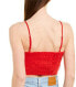 Aqua 252983 Womens Cotton Blend Tie-Front Bralette Red Cami Top Size S