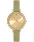 ფოტო #1 პროდუქტის Women's Vintage-Like Bead Green Leather Watch 30mm