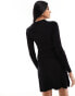 Фото #4 товара ASOS DESIGN knitted mini dress with collar detail in black