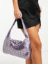 Glamorous chainmail diamante mini bag in lilac