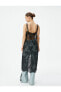 Фото #23 товара Midi Dantel Elbise Transparan İnce Askılı Fırfırlı Pencere Detaylı