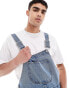 ASOS DESIGN short length denim dungaree in mid wash blue Голубой, M - W34 - фото #3