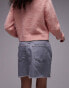 Topshop denim mini pelmet skirt in dove grey grau, 46 - фото #3