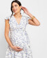 Women's Maternity Flutter Sleeve Maxi Dress