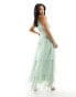 Фото #12 товара Vila Petite Bridesmaid halterneck tulle midi dress with tiered skirt in mint green