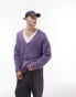 Topman – Locker geschnittene Strickjacke aus Bouclé in Lila