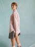 Фото #3 товара Miss Selfridge oversized poplin shirt in pink stripe