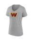 ფოტო #3 პროდუქტის Women's Heathered Gray Washington Commanders Primary Logo V-Neck T-shirt