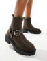 New Look buckle biker chelsea boot in brown