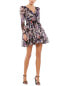 Фото #1 товара Mac Duggal Floral Print Faux Wrap Illusion Mini Dress Women's 2