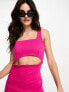 Фото #7 товара Waven welby cut out stretch denim mini dress in hyper pink