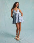 Miss Selfridge denim tiered lace insert mini dress in blue acid wash Синий, 38 - фото #4