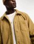 Threadbare Tall borg button up shacket in camel