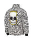 Men's White The Simpsons Bart Leopard Print Raglan Full-Zip Puffer Jacket