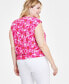 Plus Size Floral-Print Side-Tie Top, Created for Macy's