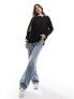 New Look long sleeve knitted top in black