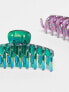 Фото #7 товара DesignB London iridescent 2 pack of hair claws in purple and green